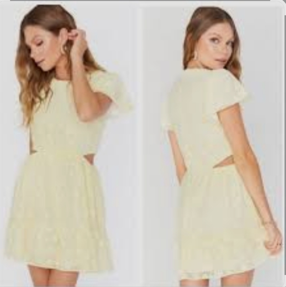 Show Me Your MuMu Merritt Pastel Yellow Daisy Mini Dress-NWT - Picture 3 of 13